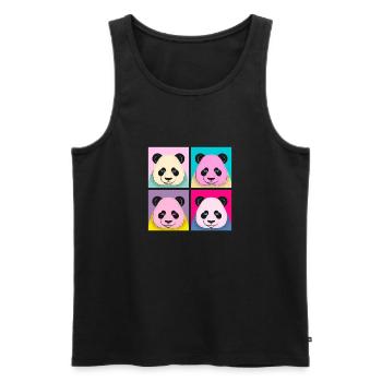 Pop Art Panda - Débardeur bio Premium Homme - noir - Devant - AI Model Male 178 light (178cm)