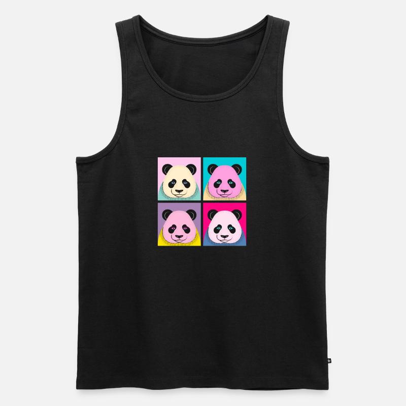 Pop Art Panda - Männer Premium Bio Tank Top - Schwarz