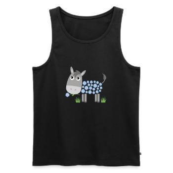 Donkey with blue roses instead of fur - Men's Premium Organic Tank Top - black - Front - AI Model Male 178 light (178cm)