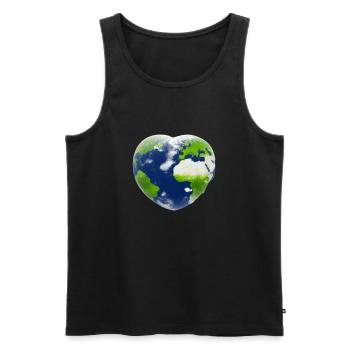 Earth Heart Heart Heart Shaped Planet Gift Idea - Men's Premium Organic Tank Top - black - Front - Michal (187cm)