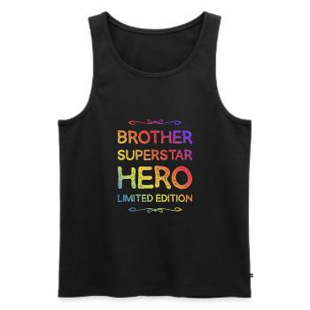 Bester Bruder Held Spruch - Männer Premium Bio Tank Top - Schwarz - Vorne - Michal (187cm)