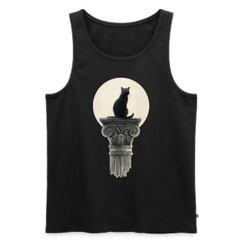 Schwarz Katze - Männer Premium Bio Tank Top - Schwarz - Vorne - Michal (187cm)