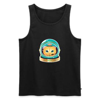Cosmonaut Cat - Männer Premium Bio Tank Top - Schwarz - Vorne - AI Model Male 178 light (178cm)