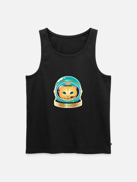 Cosmonaut Cat - Männer Premium Bio Tank Top - Schwarz