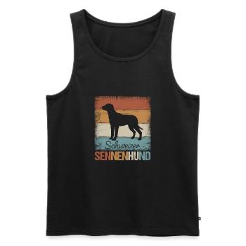Chien fermier suisse Idée cadeau - Débardeur bio Premium Homme - noir - Devant - AI Model Male 178 light (178cm)