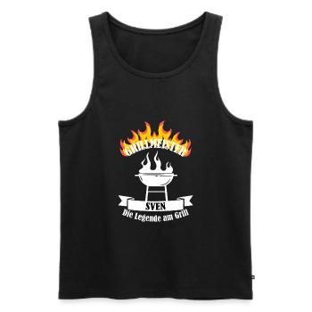 Grillmeister Sven lustiger Spruch Vorname - Männer Premium Bio Tank Top - Schwarz - Vorne - Michal (187cm)