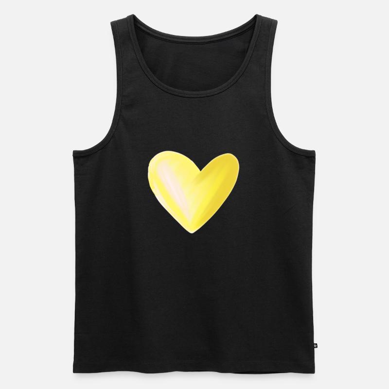 Herz gelb Geschenkidee - Männer Premium Bio Tank Top - Schwarz