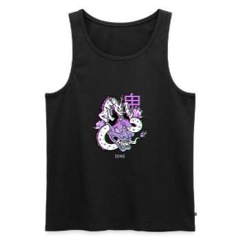 Oni Hannya Vaporwave Aesthetic Dragon Japan démon - Débardeur bio Premium Homme - noir - Devant - Michal (187cm)