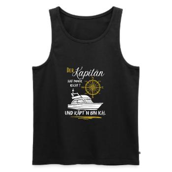 Kapitän Geschenk / Der Kapitän hat immer recht ... - Männer Premium Bio Tank Top - Schwarz - Vorne - Michal (187cm)