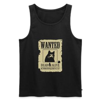 Funny Cat, Wanted Dead And Alive Schrodinger Cat - Débardeur bio Premium Homme - noir - Devant - Michal (187cm)