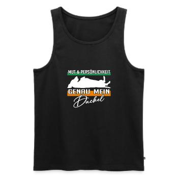 Mut Intelligenz Persönlichkeit - mein Dackel - Männer Premium Bio Tank Top - Schwarz - Vorne - Michal (187cm)