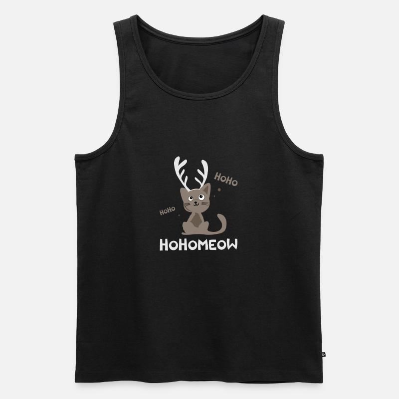 HohoMeow - Weihnachtskatze Geschenkidee Christmas - Männer Premium Bio Tank Top - Schwarz