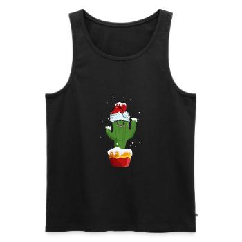 Christmas Cute Cactus - Men's Premium Organic Tank Top - black - Front - AI Model Male 178 light (178cm)