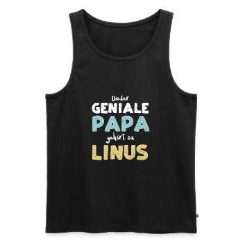 Dieser Geniale Papa Gehört Zu Linus - Männer Premium Bio Tank Top - Schwarz - Vorne - Michal (187cm)