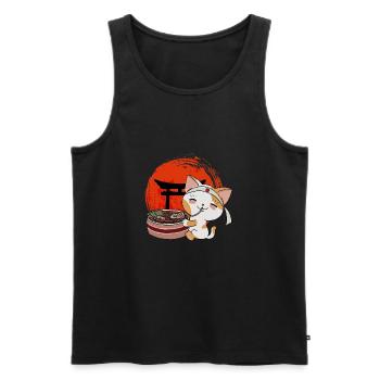 Mignon Chat Manga Japonais - Débardeur bio Premium Homme - noir - Devant - Michal (187cm)