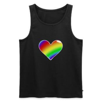 Idée cadeau coeur arc-en-ciel LGBT LGBTQ+ LGBTQIA - Débardeur bio Premium Homme - noir - Devant - AI Model Male 178 light (178cm)