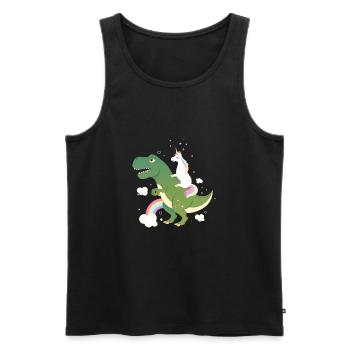 Unicorn Riding On Dinosaur - Débardeur bio Premium Homme - noir - Devant - AI Model Male 178 light (178cm)