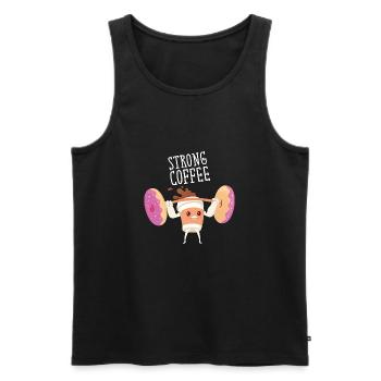 Strong Coffee - Lifting Donut Weights - Débardeur bio Premium Homme - noir - Devant - AI Model Male 178 light (178cm)