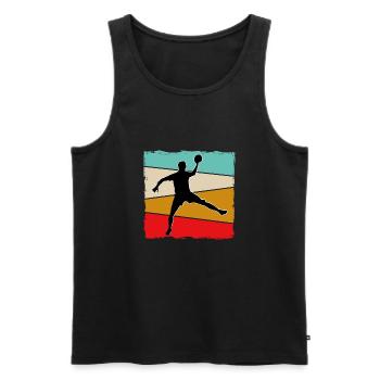 Retro Handball Sport Handballer Ball Vintage - Men's Premium Organic Tank Top - black - Front - Michal (187cm)