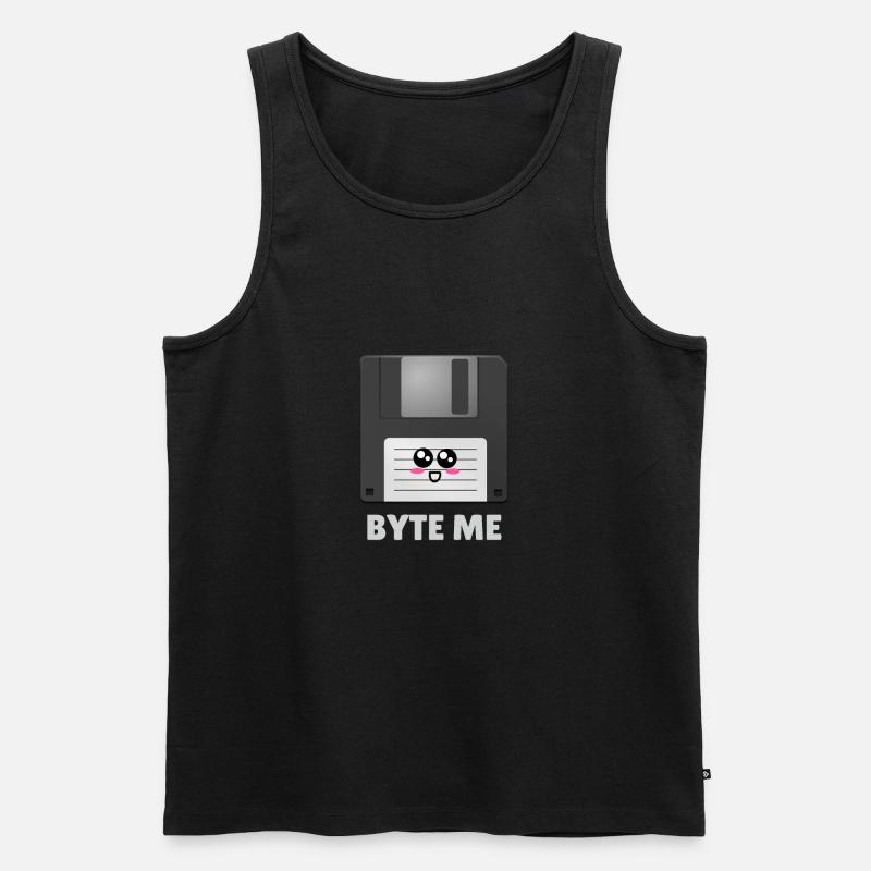 Byte Me Cute Diskette Pun - Männer Premium Bio Tank Top - Schwarz
