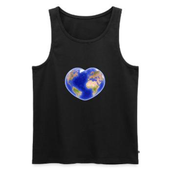 Terre Coeur Coeur Coeur Cadeau Idée Planète Géographie - Débardeur bio Premium Homme - noir - Devant - Michal (187cm)