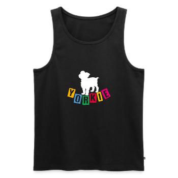 Yorkie Yorkshire Terrier mit bunten Buchstaben - Männer Premium Bio Tank Top - Schwarz - Vorne - Michal (187cm)
