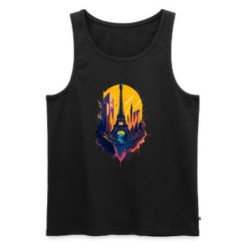 Abstract Tower of Paris - Men's Premium Organic Tank Top - black - Front - AI Model Male 178 light (178cm)