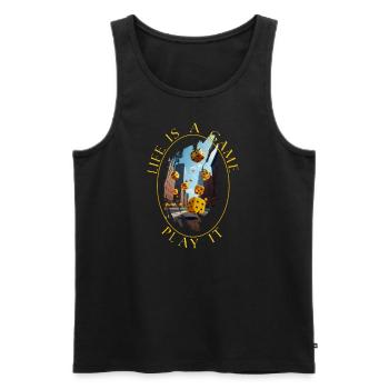 Life is a game, play it - Boardgamer Shirt - Men's Premium Organic Tank Top - black - Front - AI Model Male 178 light (178cm)