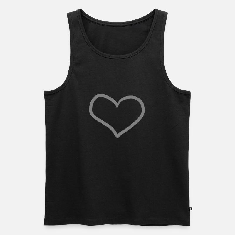 Herz Grau Geschenkidee - Männer Premium Bio Tank Top - Schwarz