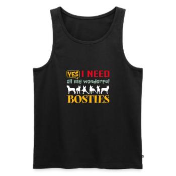 Ja ich brauche meine wundervollen Bosties - Männer Premium Bio Tank Top - Schwarz - Vorne - AI Model Male 178 light (178cm)