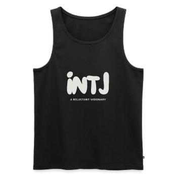 INTJ A Reluctant Visionary MBTI Personality - Men's Premium Organic Tank Top - black - Front - AI Model Male 178 light (178cm)