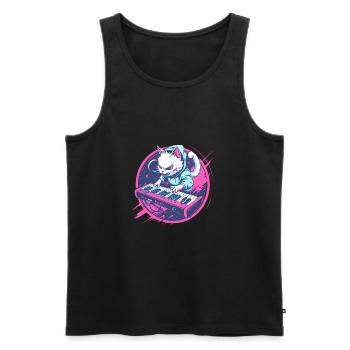 Synth Cat - Men's Premium Organic Tank Top - black - Front - AI Model Male 178 light (178cm)