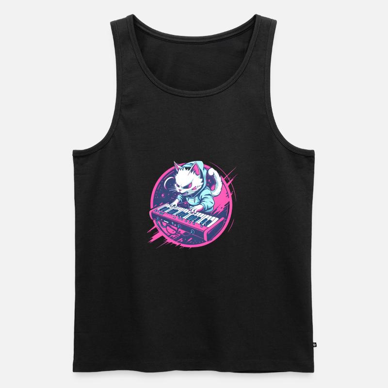Synth Katze - Männer Premium Bio Tank Top - Schwarz
