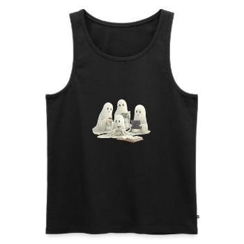 Ghost Family Books, Coffee, and Cozy Moments - Männer Premium Bio Tank Top - Schwarz - Vorne - AI Model Male 178 light (178cm)