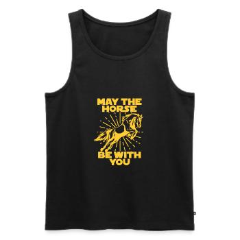 May the Force be with you Geschenk Pferd Horse - Männer Premium Bio Tank Top - Schwarz - Vorne - Michal (187cm)