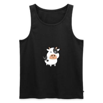 Adorable vache et bébé mignon veau amoureux de la vache - Débardeur bio Premium Homme - noir - Devant - AI Model Male 178 light (178cm)