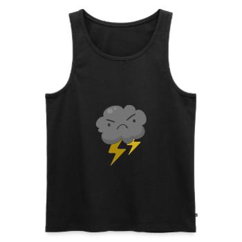 Angry Cloud With Lightning Thunderstorm Weather - Men's Premium Organic Tank Top - black - Front - AI Model Male 178 light (178cm)