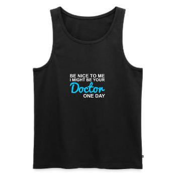 Médecin étudiant - Débardeur bio Premium Homme - noir - Devant - AI Model Male 178 light (178cm)