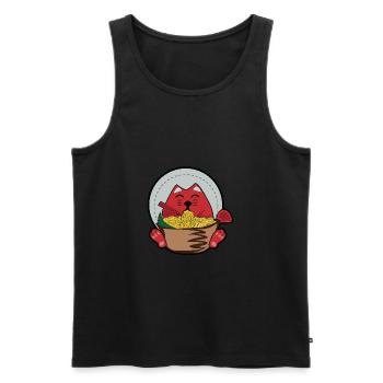 Manga cat ramen noodle soup sip gift - Men's Premium Organic Tank Top - black - Front - AI Model Male 178 light (178cm)