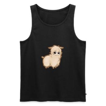 Idée cadeau alpaga lama marron aux yeux mignons - Débardeur bio Premium Homme - noir - Devant - AI Model Male 178 light (178cm)