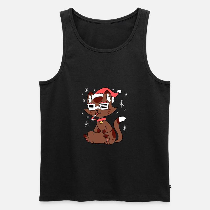 Weihnachten – Weihnachtspullover – Cool Cat - Männer Premium Bio Tank Top - Schwarz
