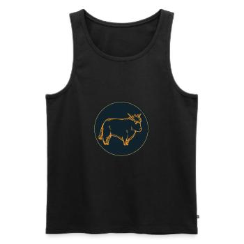 T-shirt de vache écossaise - Débardeur bio Premium Homme - noir - Devant - Michal (187cm)