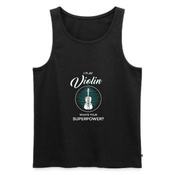 Violine Supermacht - Männer Premium Bio Tank Top - Schwarz - Vorne - AI Model Male 178 light (178cm)