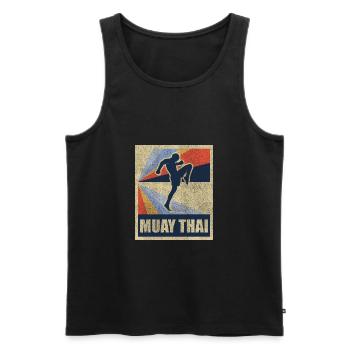Muay Thai Boxe cadeau Fighting Retro - Débardeur bio Premium Homme - noir - Devant - Michal (187cm)