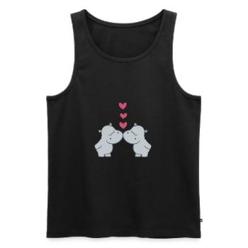 Hippopotame - Hippopotame - Hippopotame - Couple - Coeur - Débardeur bio Premium Homme - noir - Devant - Michal (187cm)