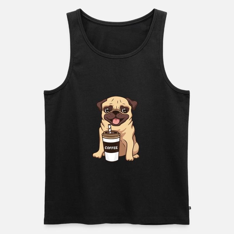 Pug Coffee Sitting - Männer Premium Bio Tank Top - Schwarz