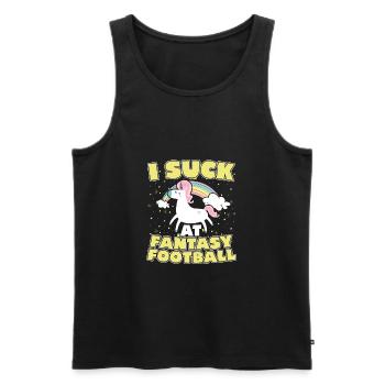 I Suck At Fantasy Football Soccer Sport - Men's Premium Organic Tank Top - black - Front - AI Model Male 178 light (178cm)