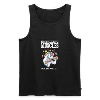 Installing Muscles Rainbow Unicorn Gift - Men's Premium Organic Tank Top - black - Front - Michal (187cm)
