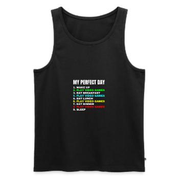 My Perfect Day Funny Video Gamer Jeux vidéo sympas - Débardeur bio Premium Homme - noir - Devant - Michal (187cm)