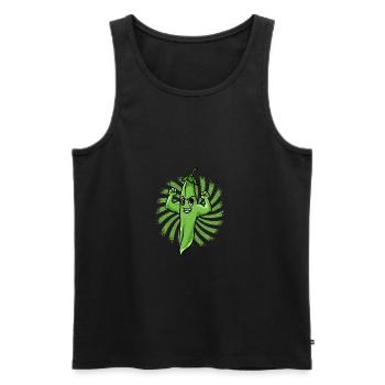 Cadeau végétarien végétarien aux haricots verts - Débardeur bio Premium Homme - noir - Devant - Michal (187cm)